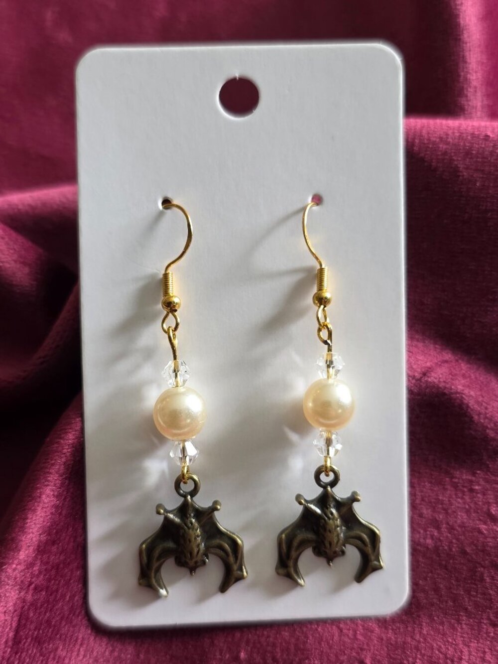 Handmade Beaded Bat Earings